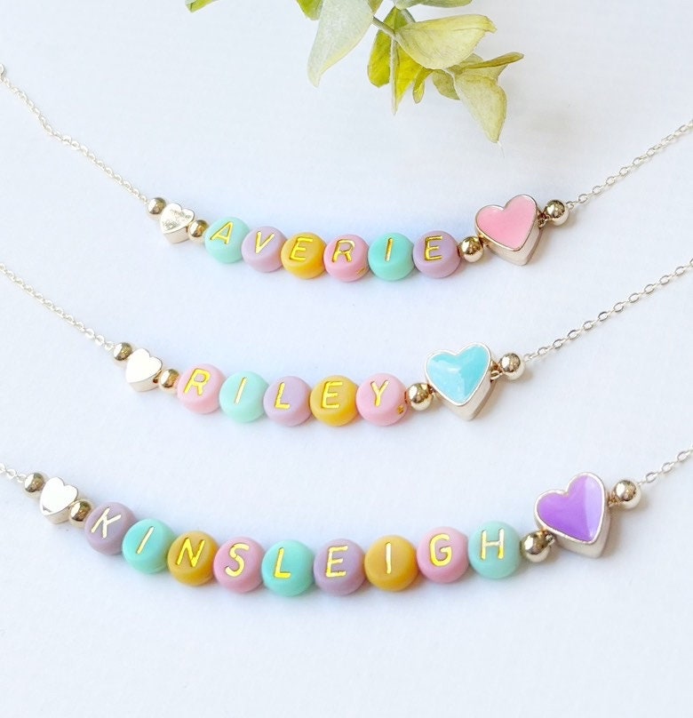 Beaded Name Necklace, Kids Jewelry, Little Girls Necklace, Best