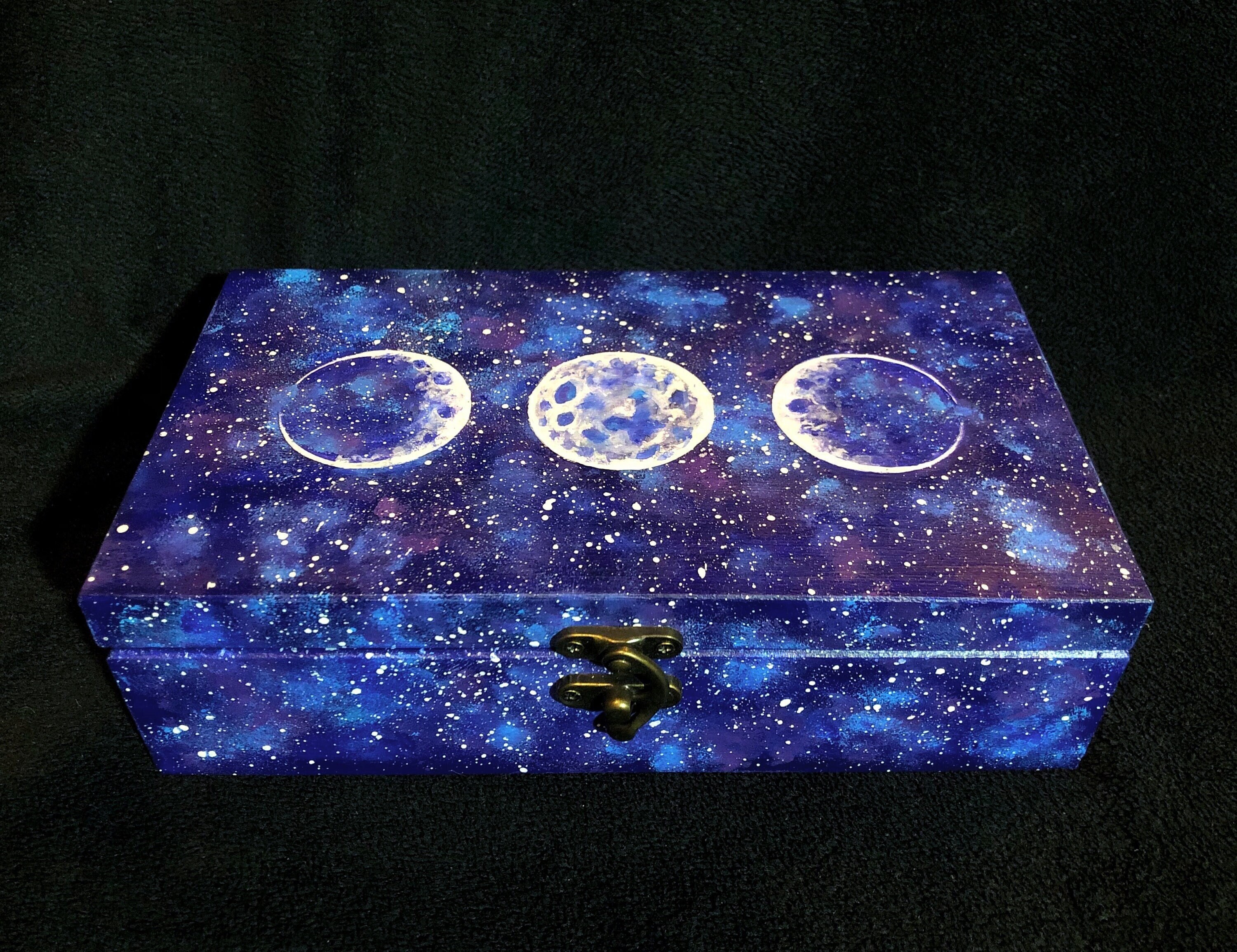 Handmade Phases of the Moon Storage Box, Lunar Moon, Incense Storage Box,  Jewellery Box, Incense, Necklace Box, Moon Trinket, Moon Decor 