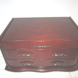 Vintage wooden mirrored jewelry box