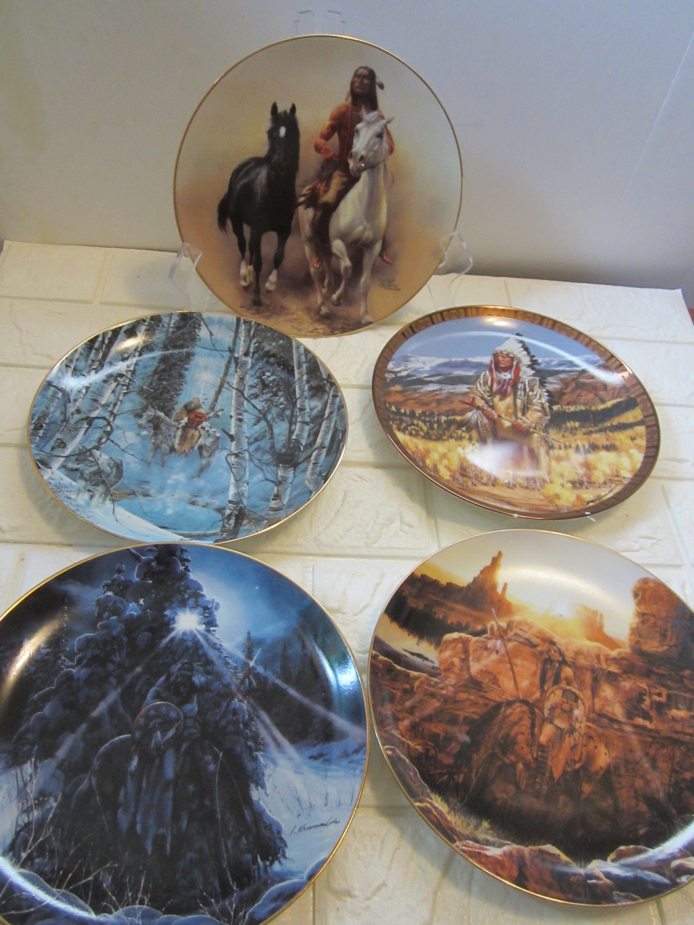 25センチ　印判　骨董　5枚セット Set of Five Native American Indian Collector Plates - Etsy