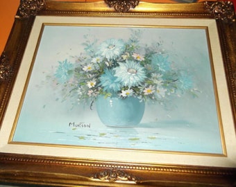 Original still life oil painting  signed by artist Morton and ornately framed