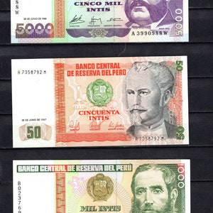 Peru set of 3 UNC banknotes