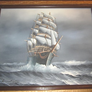 Original vintage oil painting on board and signed by artist