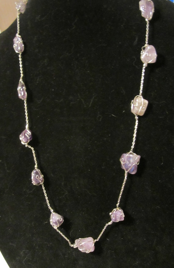 Amethyst and silver necklace