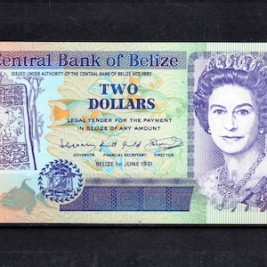 Banconota da due dollari del Belize del 1991