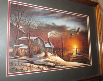 thumbnail interactive-video image 1 of Terry Redlin Evening With Friends Deer Town Framed Print 28.5x22.5 Landscape 1 of 5