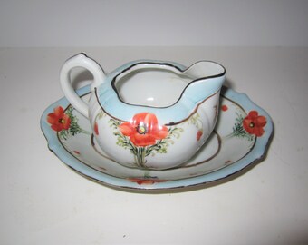 Vintage Ceramic Floral Cream Pitcher with bowl