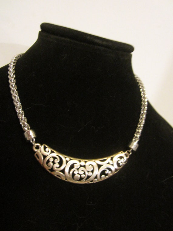 Silver* and gold toned fashion bib necklace - image 1