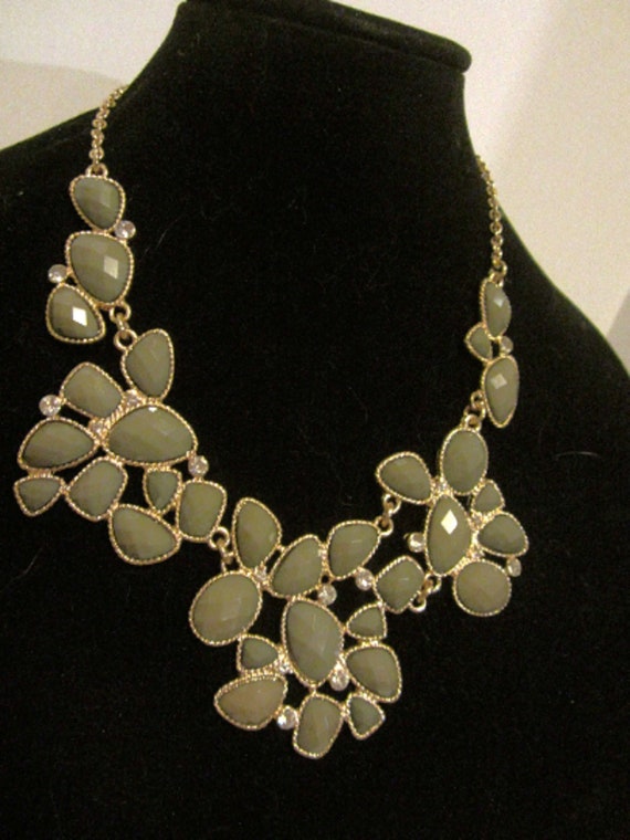 Grey* and gold toned with crystals necklace - image 1