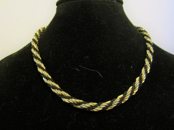 gold and* black toned swirled toned necklace - image 3