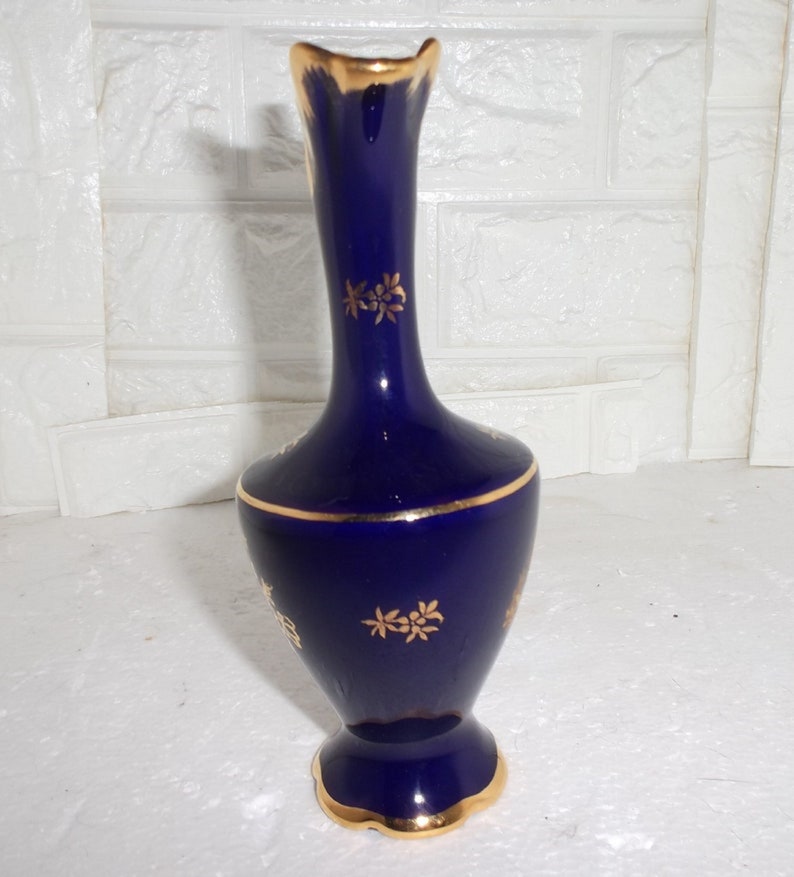 Limoges Castell Cobalt Blue and Gold Pitcher Etsy