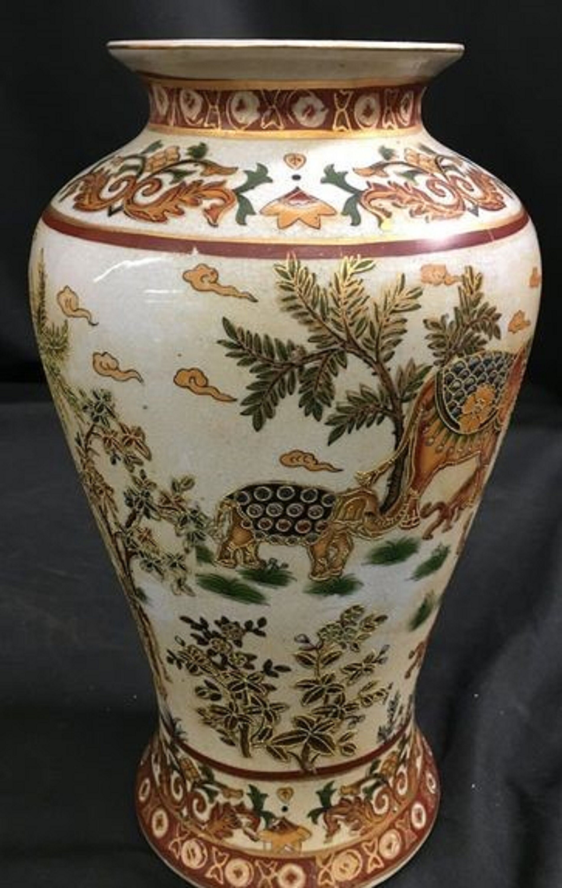 Chinese style satsuma vase 12H Etsy