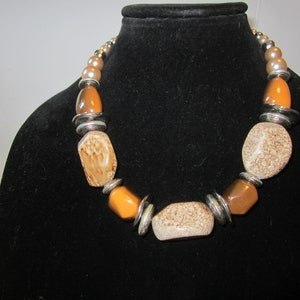 Beaded necklace on silver toned chain