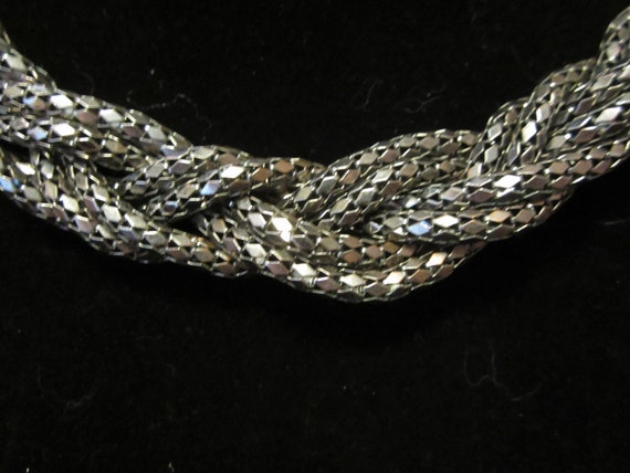 black and silver toned braided necklace - image 2