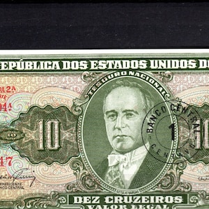 1950 UNC Brasil 10 cruzeiros bank note