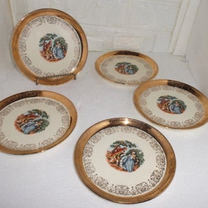 Crest-o-Gold 22kt gold warranted five salad plates