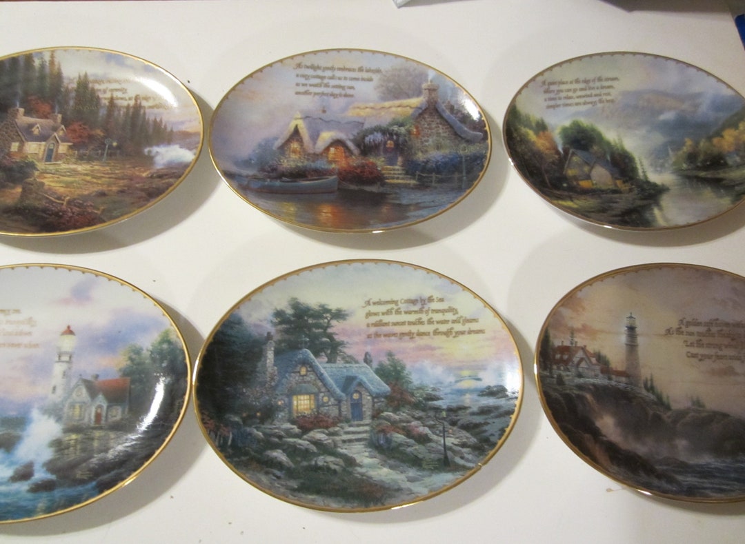 Thomas Kinkade Oval Collector's Plates Set of 6 Etsy
