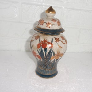 Satsuma tiger lily antique urn vase