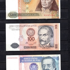Peru set of 3 1987 banknotes