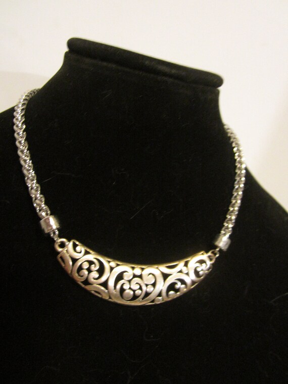 Silver* and gold toned fashion bib necklace - image 4