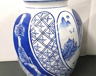 Asian Blue and white vase 11"H