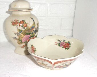 Satsuma Bowl and an urn Vase with Lid the bowl