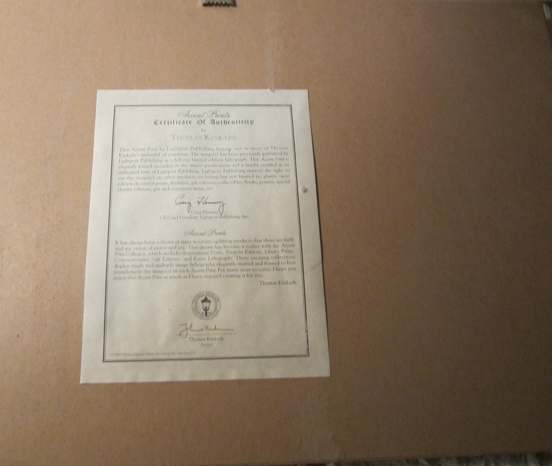 Thomas kinkade bridge of faith print with COA