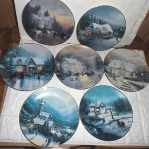 Knowles vintage collector plates with Thomas Kinkade art depictions