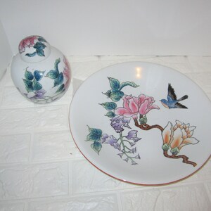 Hand painted asian vase and collectors plate