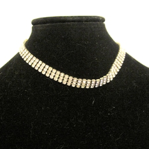 Silver* toned and crystals choker necklace