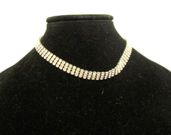 Silver* toned and crystals choker necklace