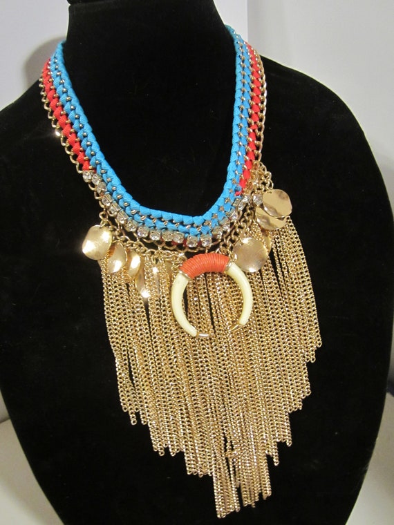 Multi color bib necklace