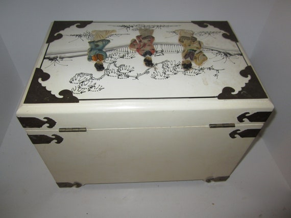 Huge Asian Shell art jewelry box - image 5