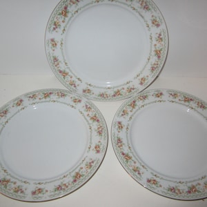 Cascade pattern fine china dinner plates set of 3