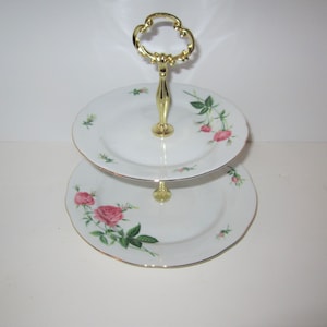 Rose by Christineholm fine china 2 tier luncheon serving plate