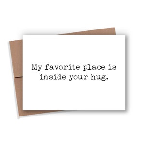 My Favorite Place Is Inside Your Hug Card, Valentine's Day Card, Funny Card, Card For Boyfriend, Card For Girlfriend