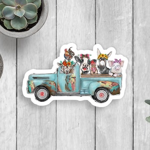 Truck Farm Animals Vinyl Sticker, Cow Sticker, Farm Decal, Die Cut Sticker, Water Bottle Decal, Tumbler Sticker, Car Decal