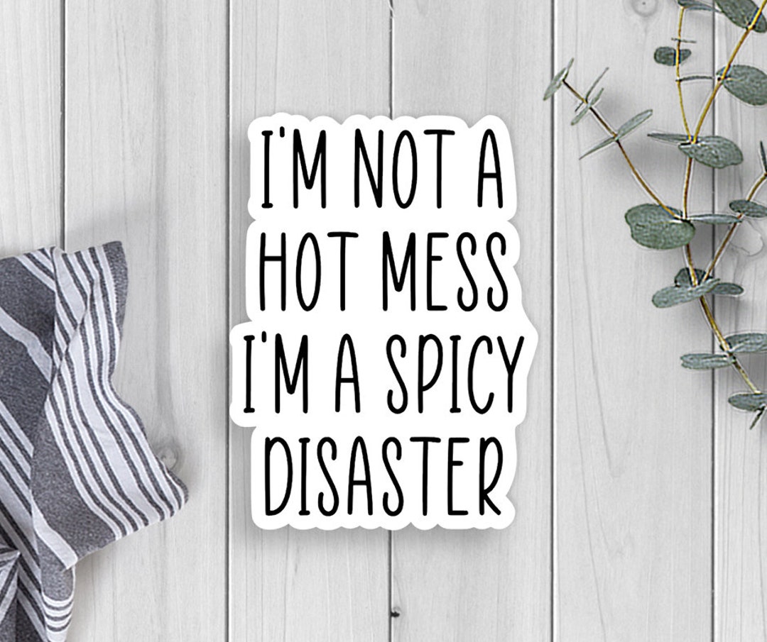 Hot Mess Spicy Disaster Vinyl Sticker, Laptop Sticker, Water Proof ...