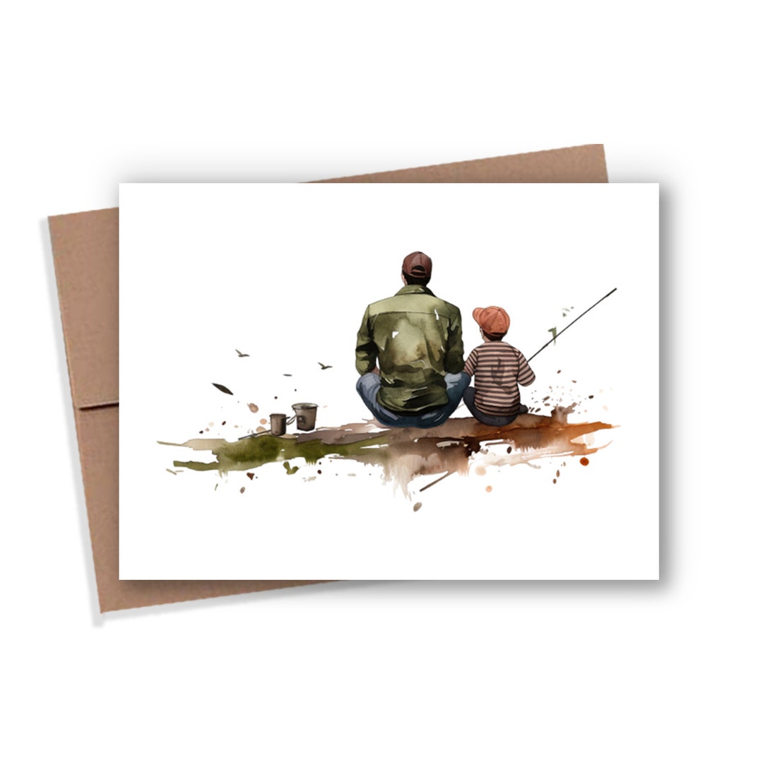 Father Son Fishing Card, Father's Day Card, Card for Dad, Gift for Dad ...