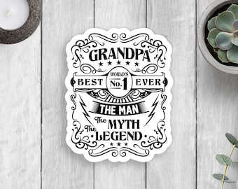 Number 1 Grandpa Sticker, Grandpa Vinyl Sticker, Gift For Grandpa, Waterproof Sticker, Laptop Sticker, Water Bottle Sticker