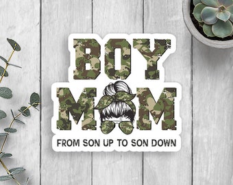 Boy Mom From Son Up To Son Down Sticker, Mama Sticker, Tumbler Sticker, Water Bottle Decal, Vinyl Sticker