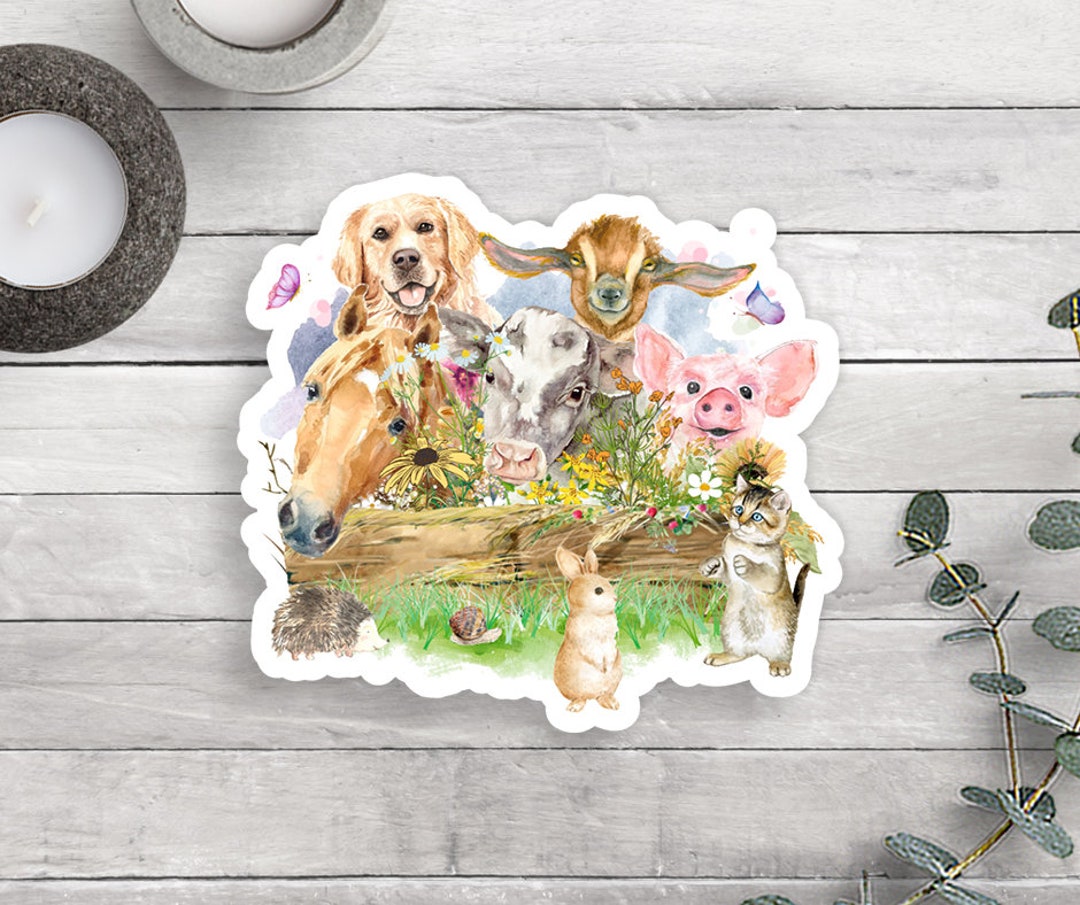 Farm Animals Vinyl Sticker, Water Bottle Decal, Tumbler Sticker, Car
