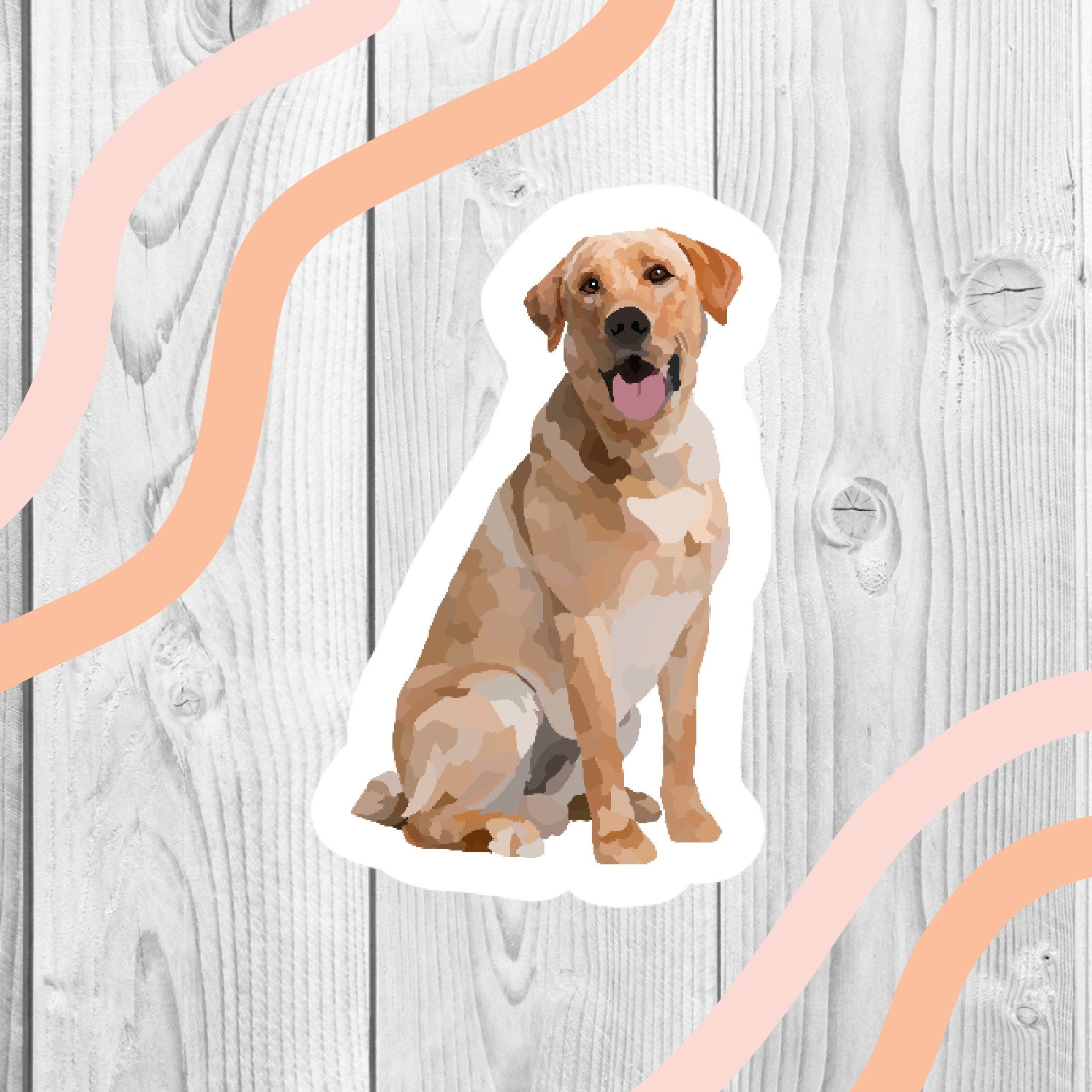 Yellow Lab Sticker Detailed Illustration Dog Sticker Lab Etsy