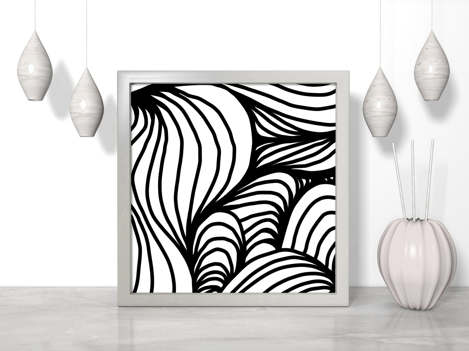 Abstract line art Black and white abstract print Art digital Etsy