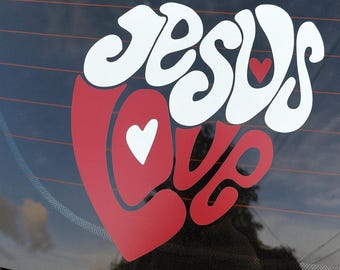 Jesus Loves You Vinyl Decal | Retro Faith Sticker, Car Window, Laptop