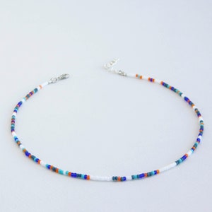 Dainty necklace Multi colored, Seed bead choker, Boho beaded jewelry