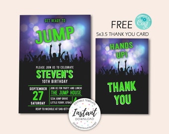 Jump Birthday Invitation-Trampoline Party Invitation- Bounce House Invite-Trampoline Birthday Invitation-Trampoline Party-Let's Jump Party