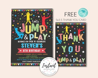 Jump Birthday Invitation-Trampoline Party Invitation- Bounce House Invite-Trampoline Birthday Invitation-Trampoline Party-Let's Jump Party