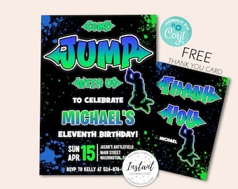 Jump - Trampoline Party Invitation - Bounce Invite - Trampoline Birthday Invitation - Trampoline Party - Let's Jump Party - Jumping Party