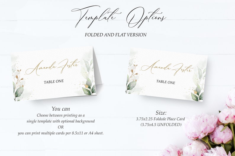 Editable Place Card Table Place Card Greenery Card Table Etsy